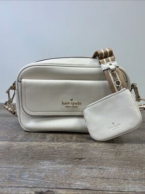 Kate Spade New York Rosie Pebbled Leather Flap Camera Bag Cream